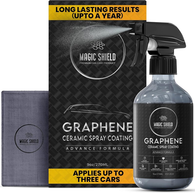 Magic Shield Graphene Ceramic Spray Coating - LAST SO LONG! Quick & Easy for Cars, Motorcycles, Boats & More - Professional-Grade Sealant for Maximum Gloss & Shine - Waterless Wash & Wax - 9oz Bottle - Image 1